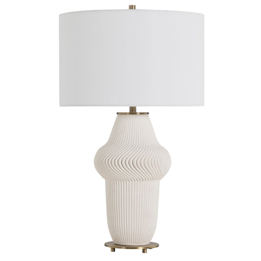 Elara One Light Table Lamp Ivory Ceramic|Feather White Linen