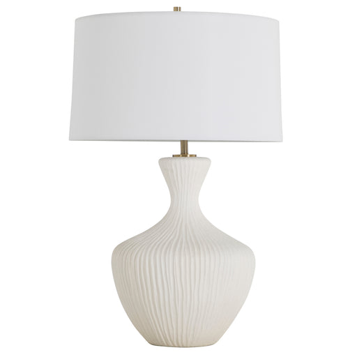 Felix One Light Table Lamp White Ceramic|Rich Brass|White Linen