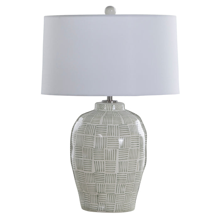 Gabby - SCH-175740 - One Light Table Lamp - Liora - White Linen|Brushed Nickel|Green Patterned Glaze