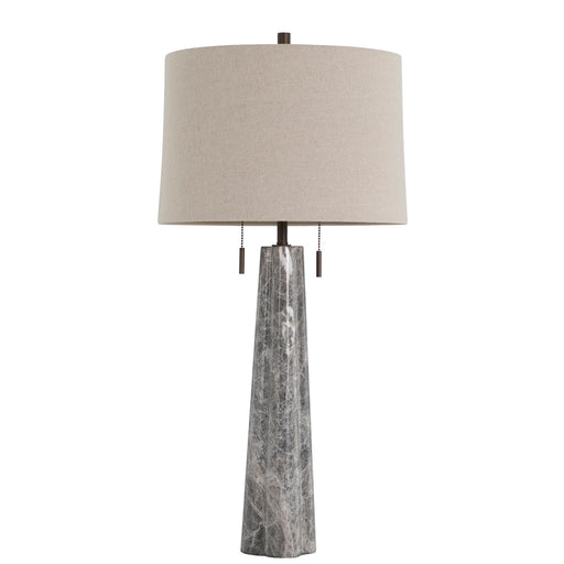 Margaret Two Light Table Lamp Rubbed Bronze|Clear Acrylic|Beige Linen|Gray Marble