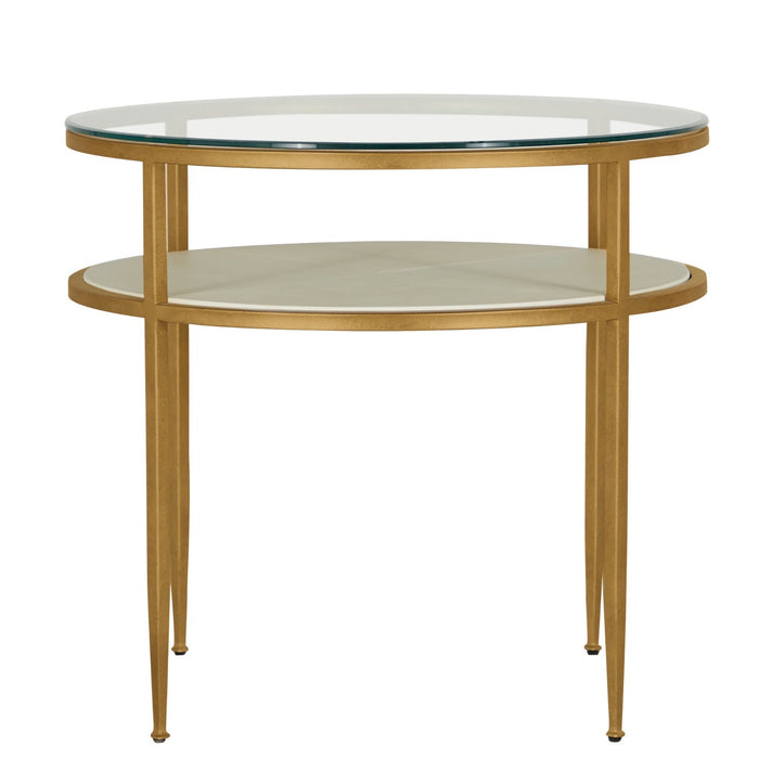 Gabby - SCH-175768 - Side Table - Constance - White Leather|Antique Brass Leaf