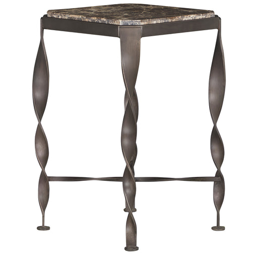 Armand Side Table Black Forged Iron|Natural Travertine