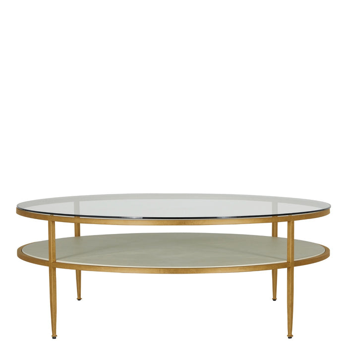 Gabby - SCH-175789 - Coffee Table - Constance - White Leather|Antique Brass Leaf