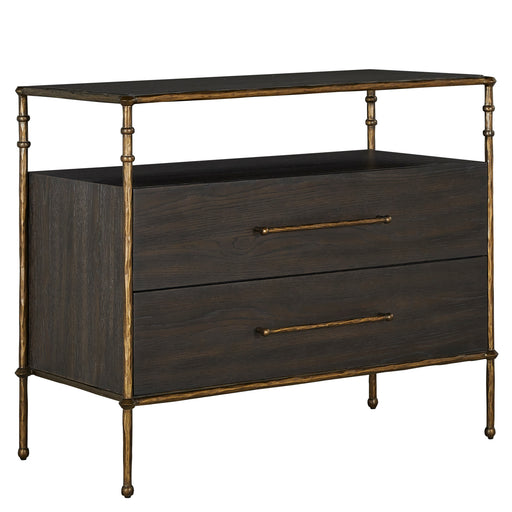 Reese Nightstand Cerused Forest Black|Dark Antique Brass