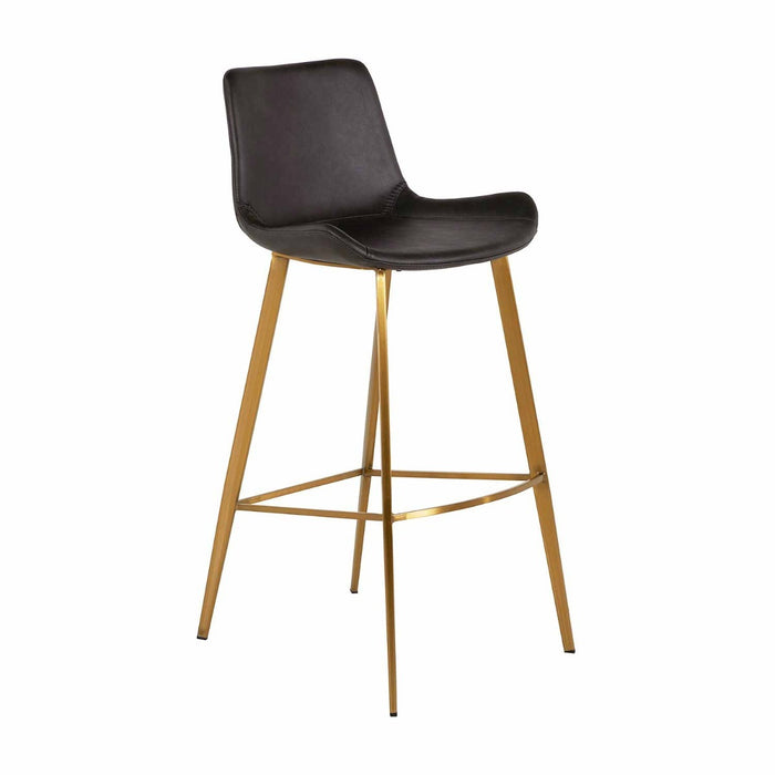 Gabby - SCH-192300 - Bar Height Stool - Hines - Charcoal Brown Leather|Stainless Gold