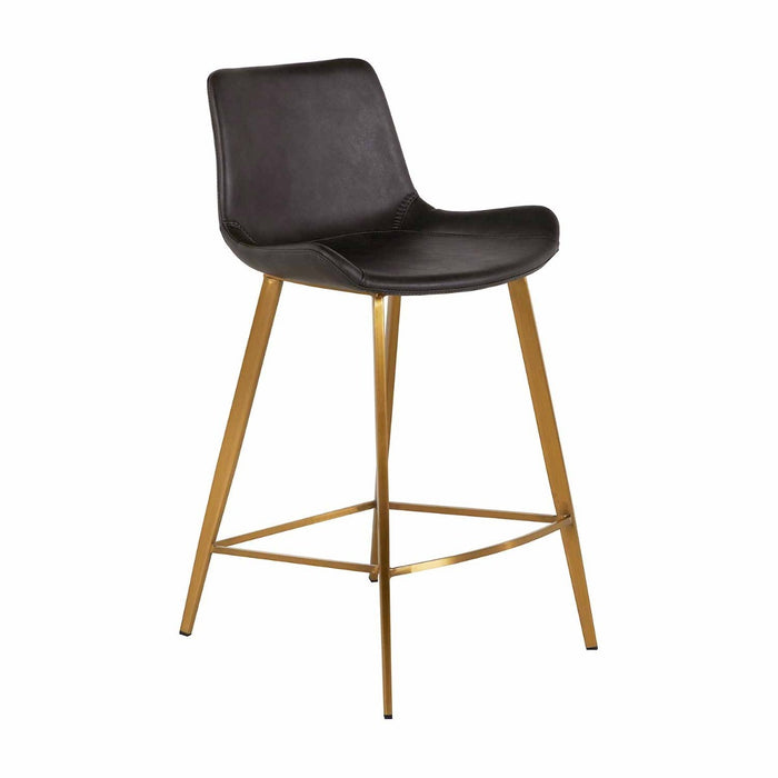 Gabby - SCH-192330 - Counter Height Stool - Hines - Charcoal Brown Leather|Stainless Gold