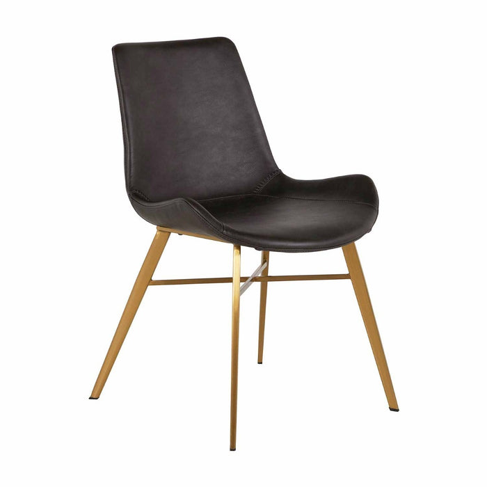 Gabby - SCH-192350 - Dining Chair - Hines - Charcoal Brown Leather|Stainless Gold