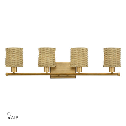 Weavington Four Light Vanity Antique Gold Leaf
