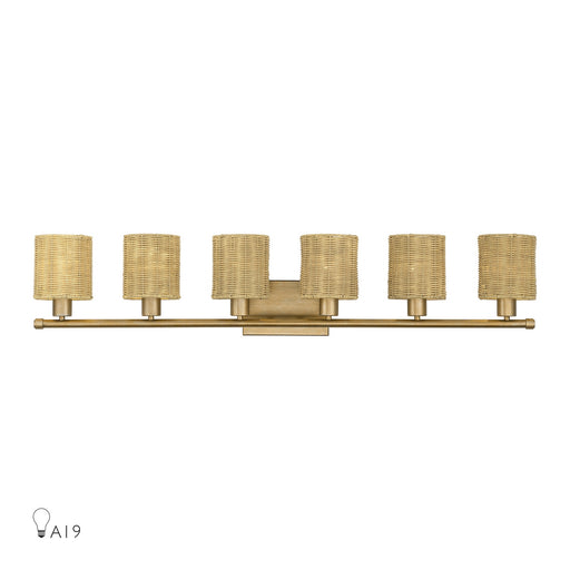 Weavington Six Light Vanity Antique Gold Leaf