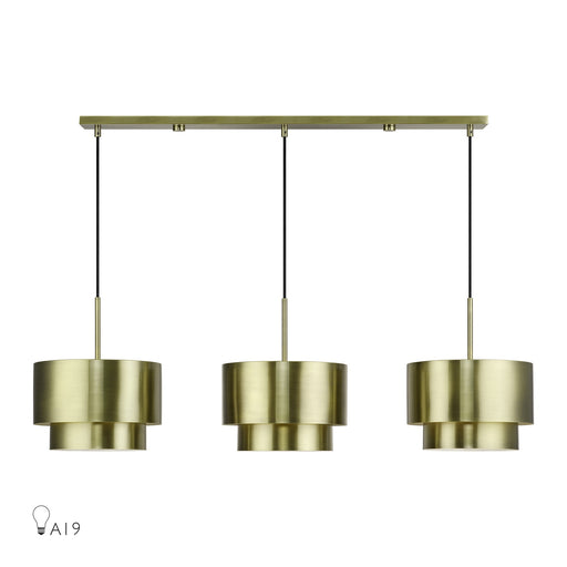 Zolana Three Light Linear Chandelier Antique Brass