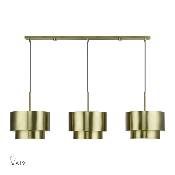 Livex Lighting - 40053-01 - Three Light Linear Chandelier - Zolana - Antique Brass