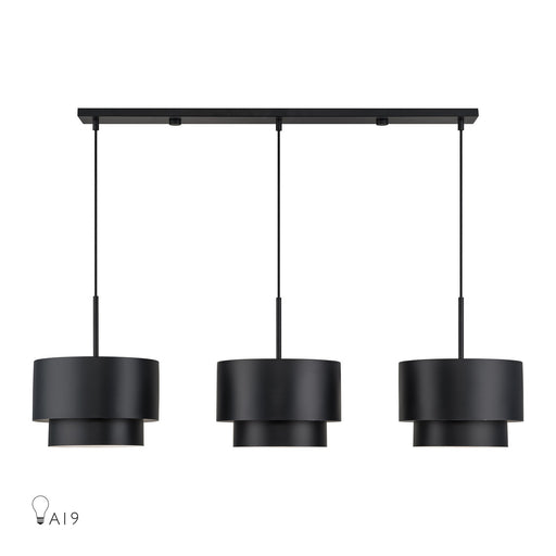 Zolana Three Light Linear Chandelier Black