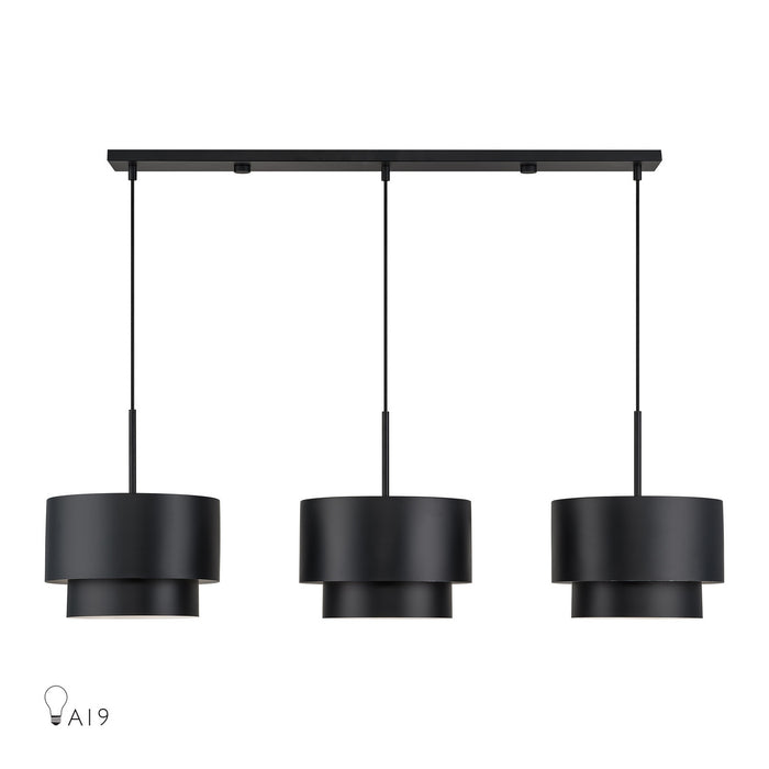 Livex Lighting - 40053-04 - Three Light Linear Chandelier - Zolana - Black