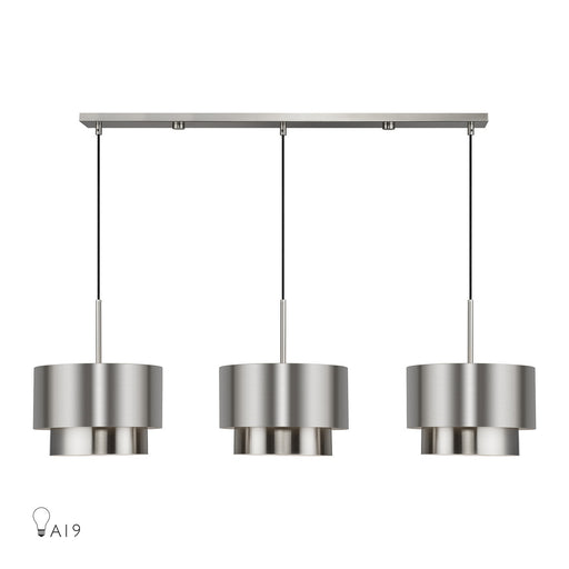 Zolana Three Light Linear Chandelier Brushed Nickel