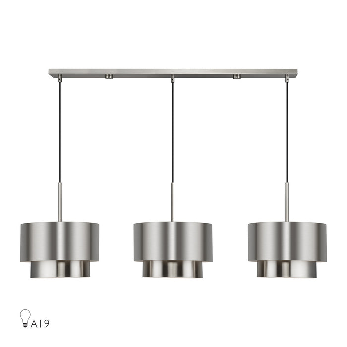 Livex Lighting - 40053-91 - Three Light Linear Chandelier - Zolana - Brushed Nickel
