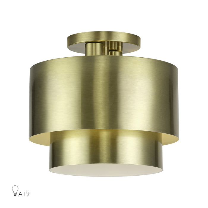 Livex Lighting - 40054-01 - Two Light Semi-Flush Mount - Zolana - Antique Brass