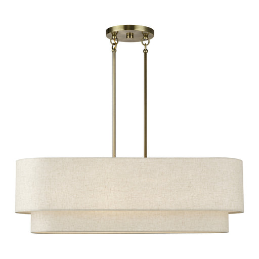 Manorwood Four Light Linear Chandelier Antique Brass