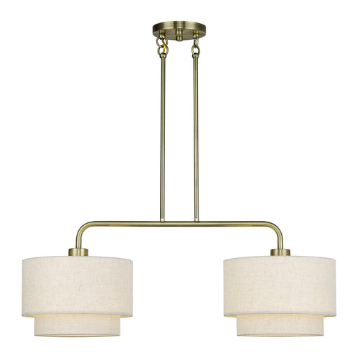 Manorwood Two Light Linear Chandelier Antique Brass