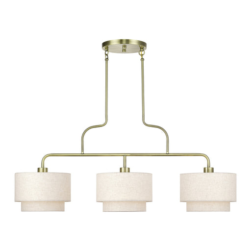 Manorwood Three Light Linear Chandelier Antique Brass