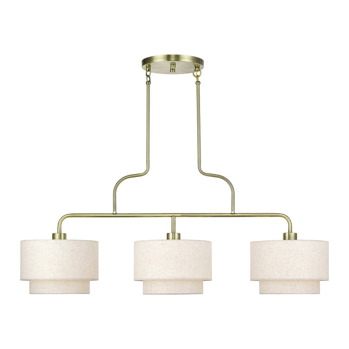 Livex Lighting - 41943-01 - Three Light Linear Chandelier - Manorwood - Antique Brass