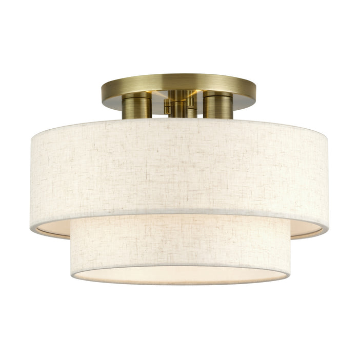 Livex Lighting - 41944-01 - Three Light Semi-Flush Mount - Manorwood - Antique Brass