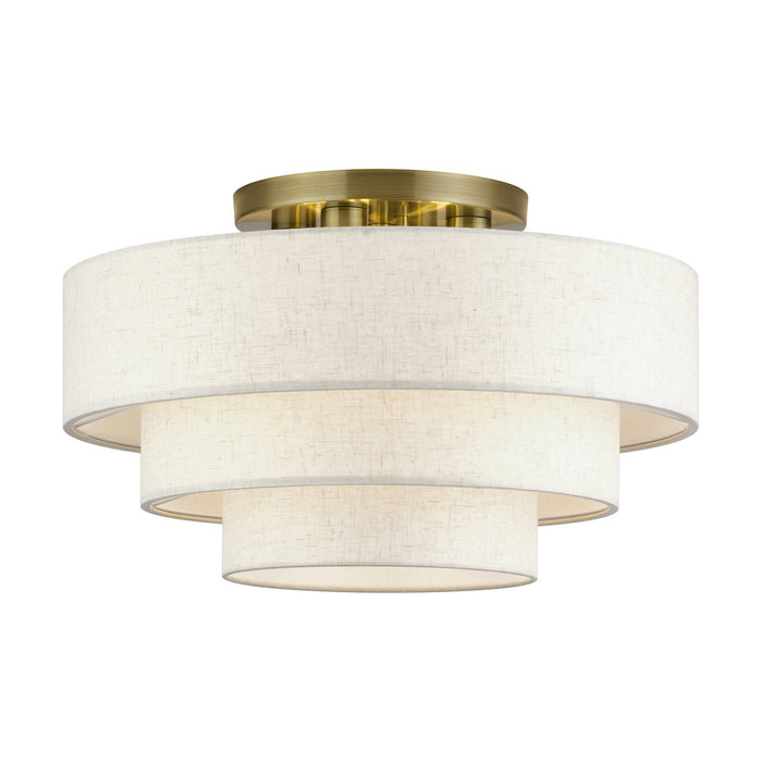 Livex Lighting - 41946-01 - Four Light Semi-Flush Mount - Manorwood - Antique Brass