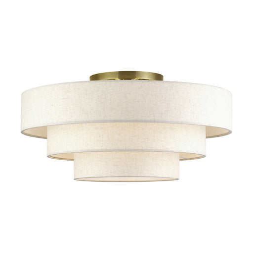 Manorwood Five Light Semi-Flush Mount Antique Brass