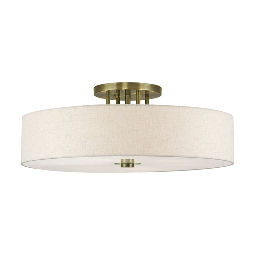 Monroe Six Light Semi-Flush Mount Antique Brass