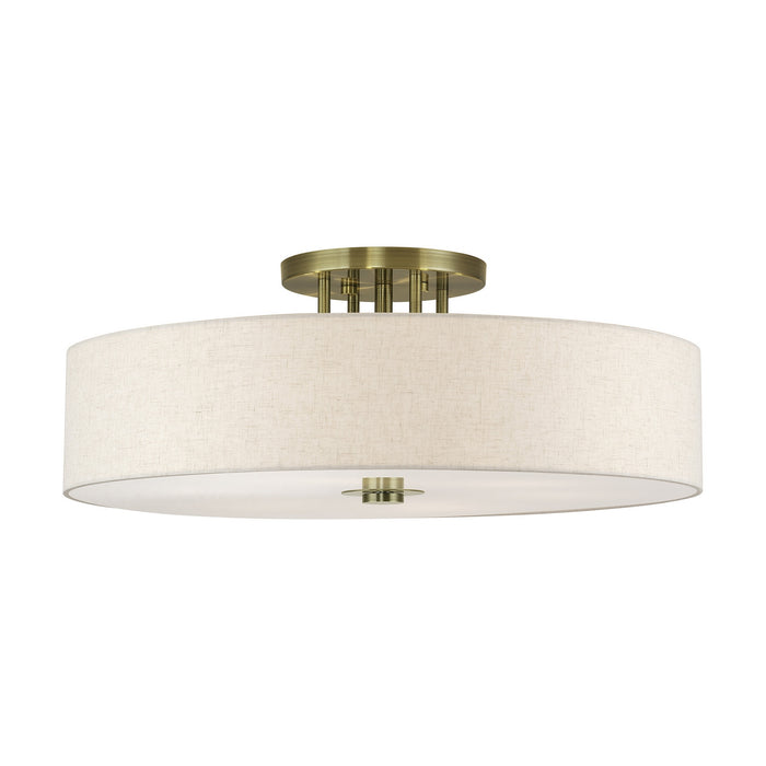 Livex Lighting - 45848-01 - Six Light Semi-Flush Mount - Monroe - Antique Brass
