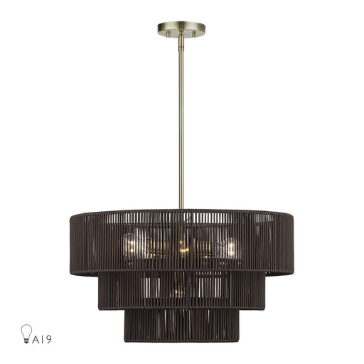 Acordia Six Light Chandelier Antique Brass