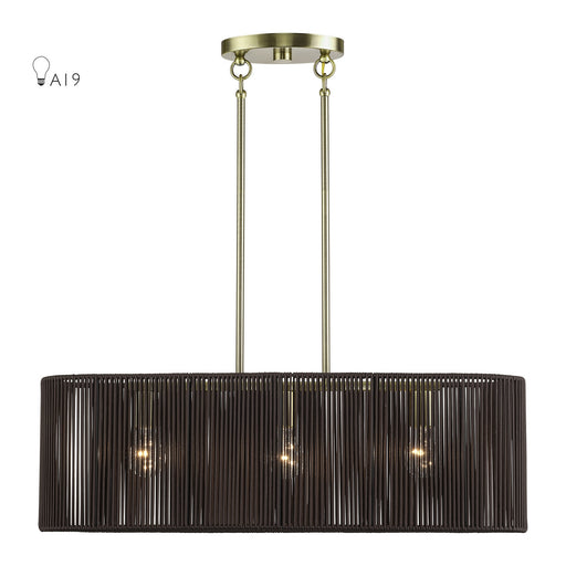 Acordia Three Light Linear Chandelier Antique Brass
