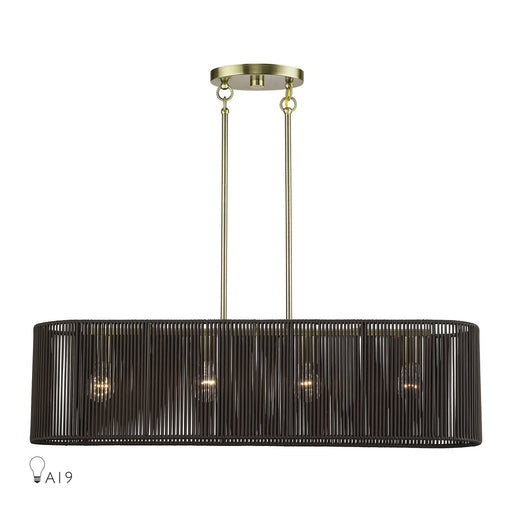 Acordia Four Light Linear Chandelier Antique Brass