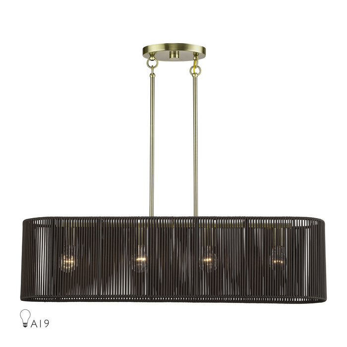 Livex Lighting - 49128-01 - Four Light Linear Chandelier - Acordia - Antique Brass