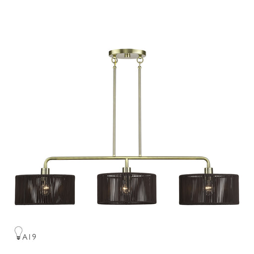 Acordia Three Light Linear Chandelier Antique Brass