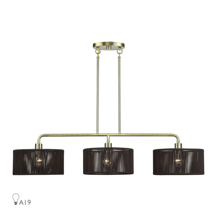 Livex Lighting - 49129-01 - Three Light Linear Chandelier - Acordia - Antique Brass