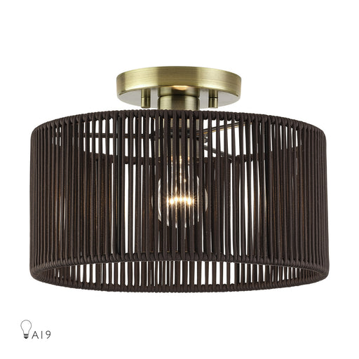 Acordia One Light Semi-Flush Mount Antique Brass