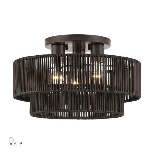 Acordia Three Light Semi-Flush Mount English Bronze