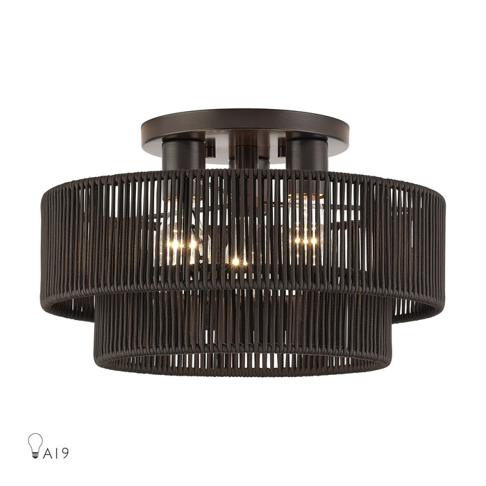 Livex Lighting - 49133-92 - Three Light Semi-Flush Mount - Acordia - English Bronze