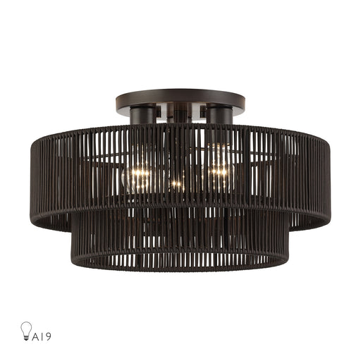 Acordia Three Light Semi-Flush Mount English Bronze
