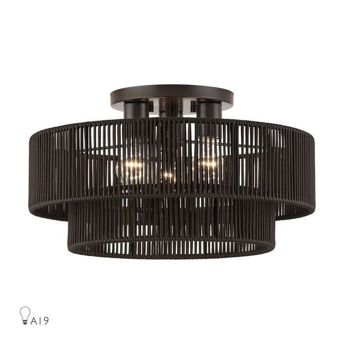 Livex Lighting - 49134-92 - Three Light Semi-Flush Mount - Acordia - English Bronze
