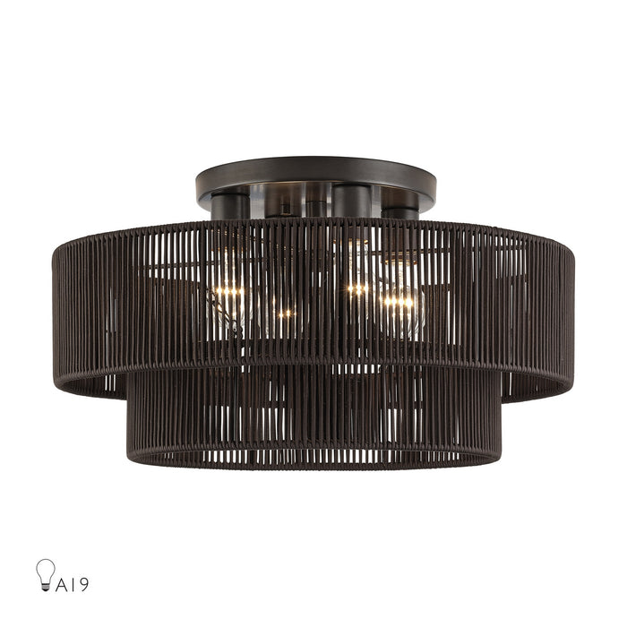 Livex Lighting - 49135-92 - Four Light Semi-Flush Mount - Acordia - English Bronze