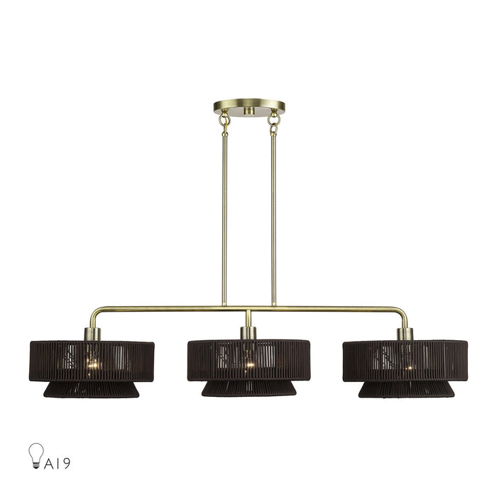 Livex Lighting - 49143-01 - Three Light Linear Chandelier - Florell - Antique Brass