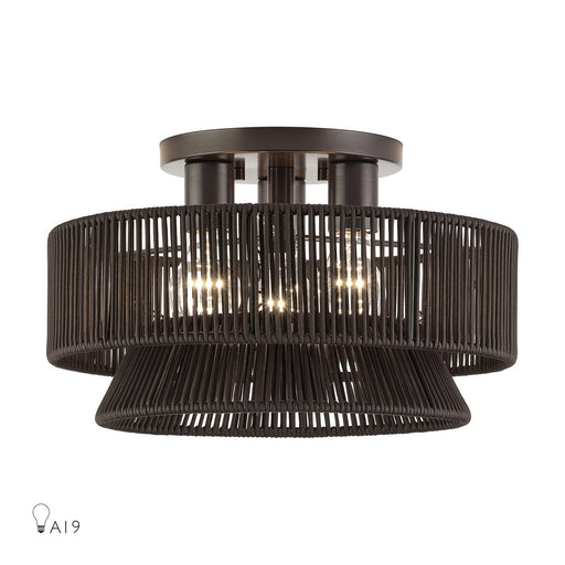 Florell Three Light Semi-Flush Mount English Bronze