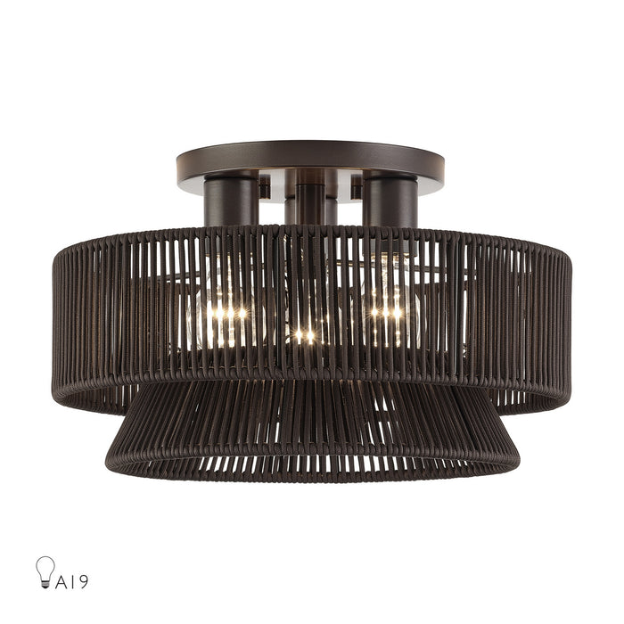 Livex Lighting - 49146-92 - Three Light Semi-Flush Mount - Florell - English Bronze