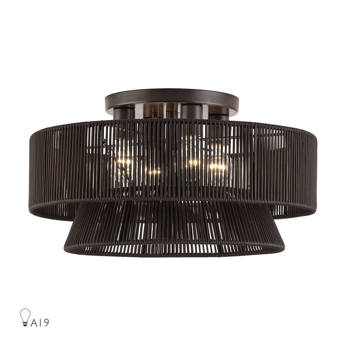 Livex Lighting - 49148-92 - Four Light Semi-Flush Mount - Florell - English Bronze