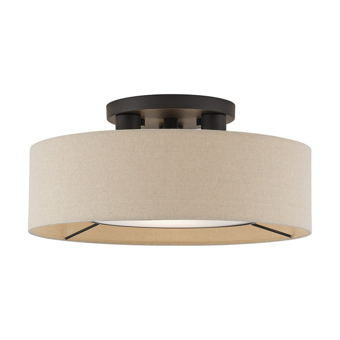 Livex Lighting - 50927-07 - Three Light Semi-Flush Mount - Ellsworth - Bronze