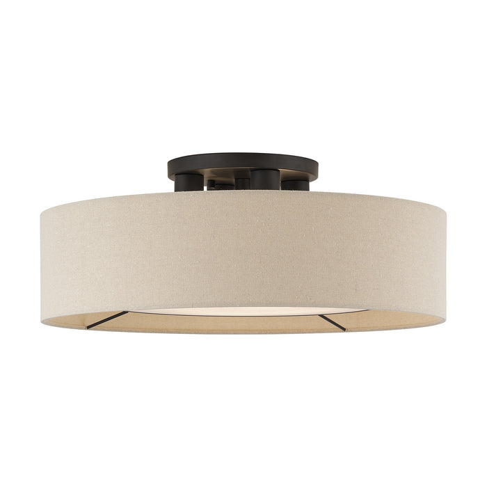 Livex Lighting - 50928-07 - Four Light Semi-Flush Mount - Ellsworth - Bronze