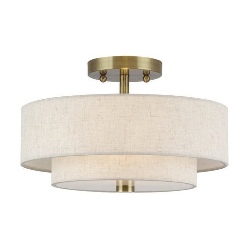 Livex Lighting - 51083-01 - Two Light Semi-Flush Mount - Monroe - Antique Brass