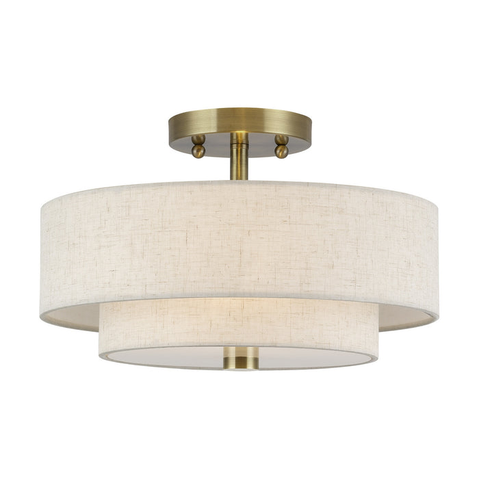 Livex Lighting - 51083-01 - Two Light Semi-Flush Mount - Monroe - Antique Brass