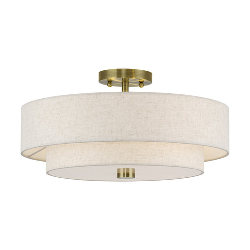 Monroe Four Light Semi-Flush Mount Antique Brass